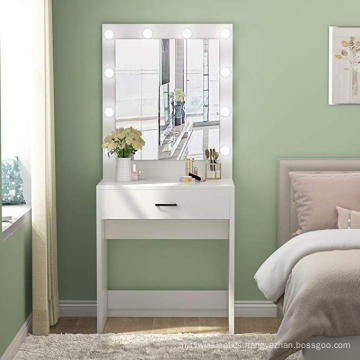 Factory cheap dressing mirror Mirrored Makeup Dresser Desk with LED Light